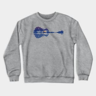 Guitar Lake Reflections Music and Guitar Lover Crewneck Sweatshirt